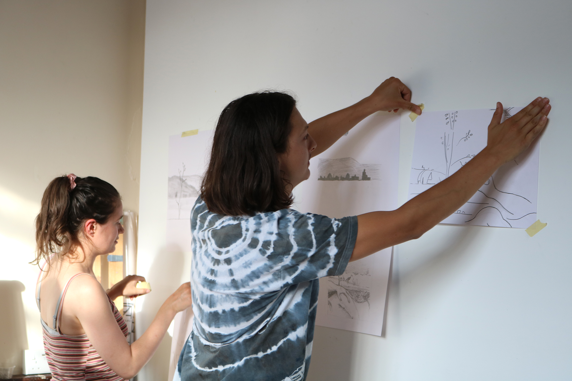 studio image - displaying drawings